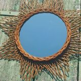 Rattan sun mirror from the 60s/70s
