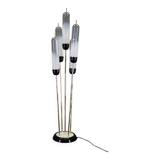 Mid-Century Modern Reed Floor Lamp Murano Glass Metal by Mazzega, Italy, 1970s