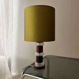 Vintage table lamp rosewood crystal glass 1960s Fagerlund