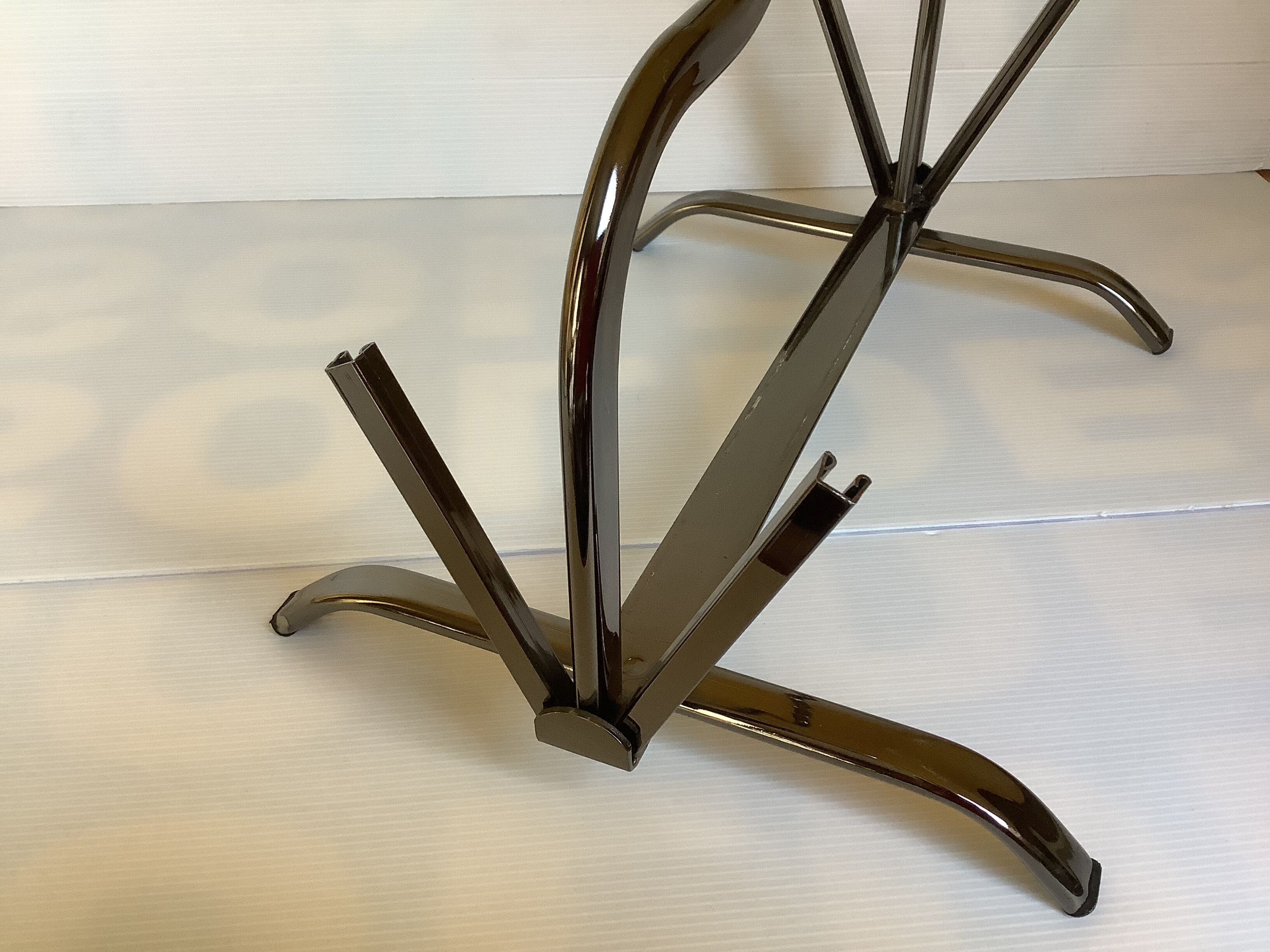 Old magazine holder chrome metal and glass