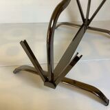 Old magazine holder chrome metal and glass