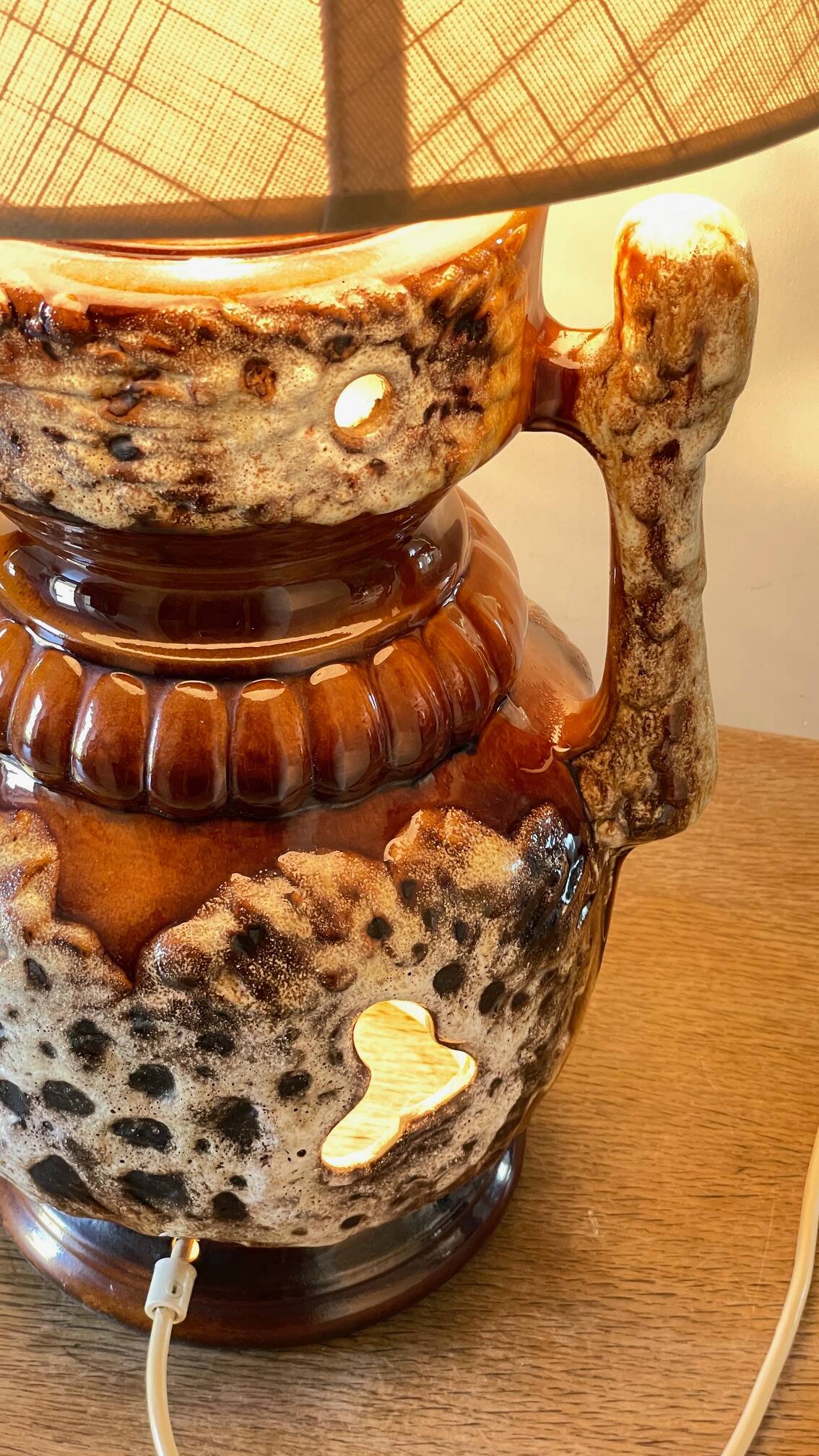 Lamp ceramic fat lava double lighting 70s