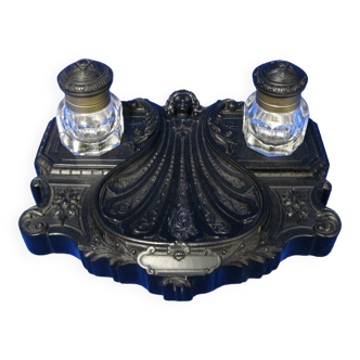 Inkwell Napoleon III. Ebonite. Gutta Percha.