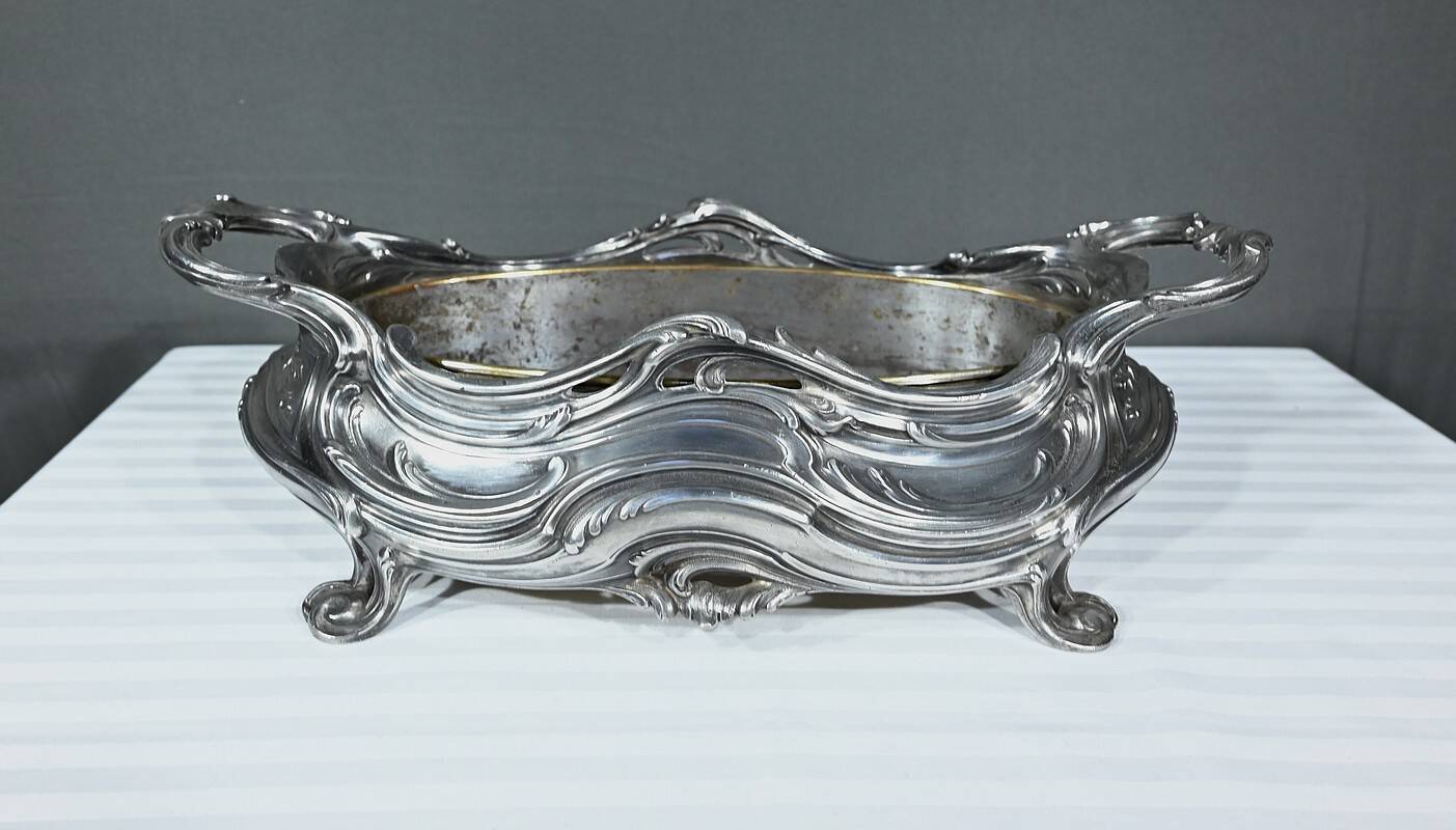 Silvered Bronze Planter, Victor Saglier, Art Nouveau – Late 19th Century