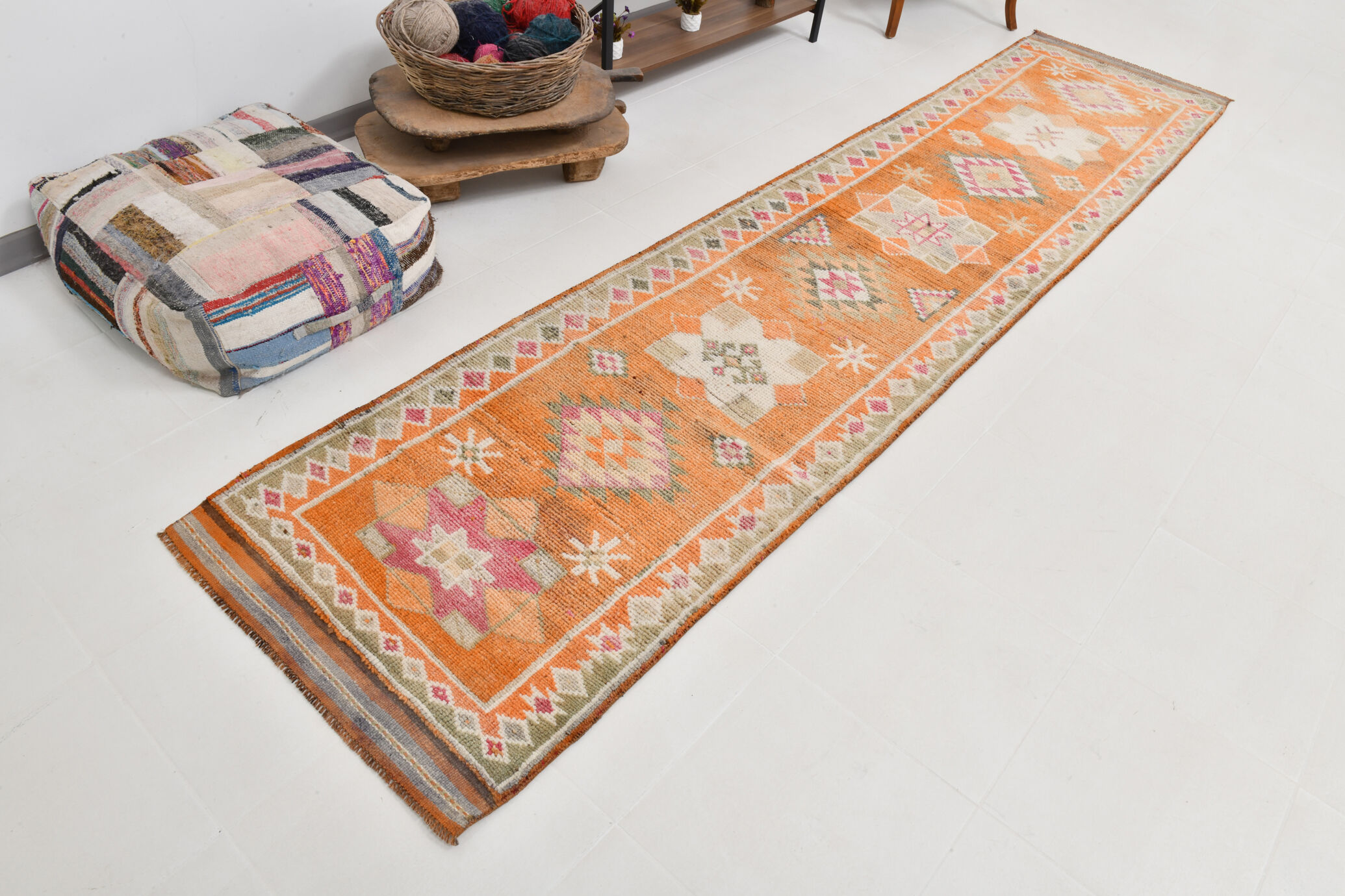 3x13 vintage modern runner rug, 87x391cm
