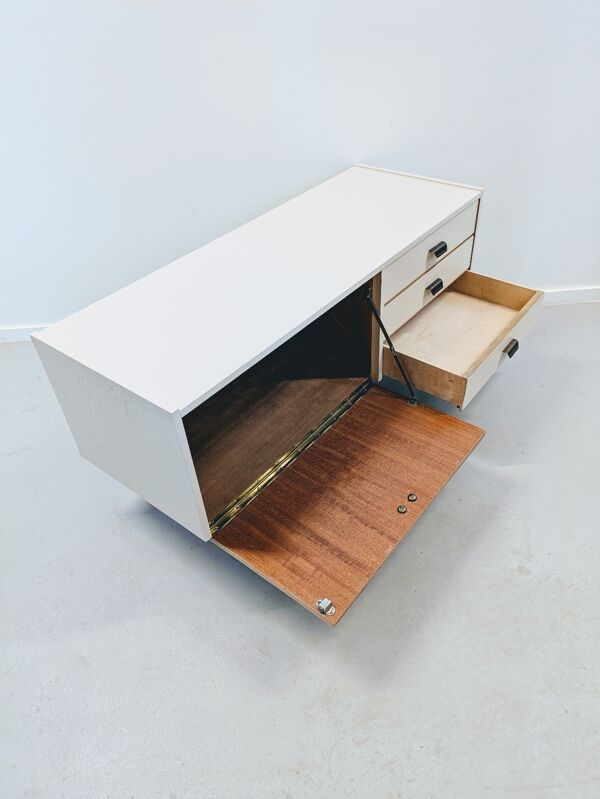 Meuble télé tv vintage en bois blanc / Enfilade