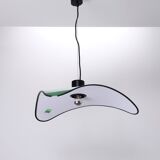 Triangular green metal pendant lamp by IBIS, 1980s