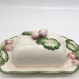 Slurry butter dish, with radish drawings. Signed "FG"