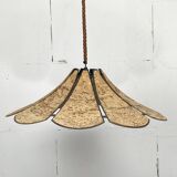 XL clover cork hanging pendant lamp, Germany 1970s