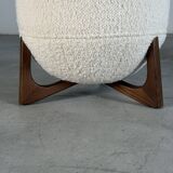 TOTEMO stools by FORME with ivory Dedar bouclé upholstery and walnut legs.