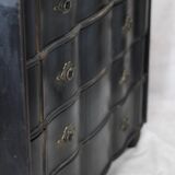 Victorian style black patinated crossbow chest of drawers