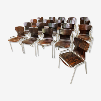 Lot de 41 chaises Obo Eromes wengé années 70