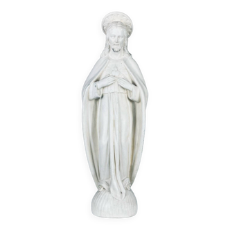 Statue of the Sacred Heart of Jesus signed Guelfi Maucci in marble powder