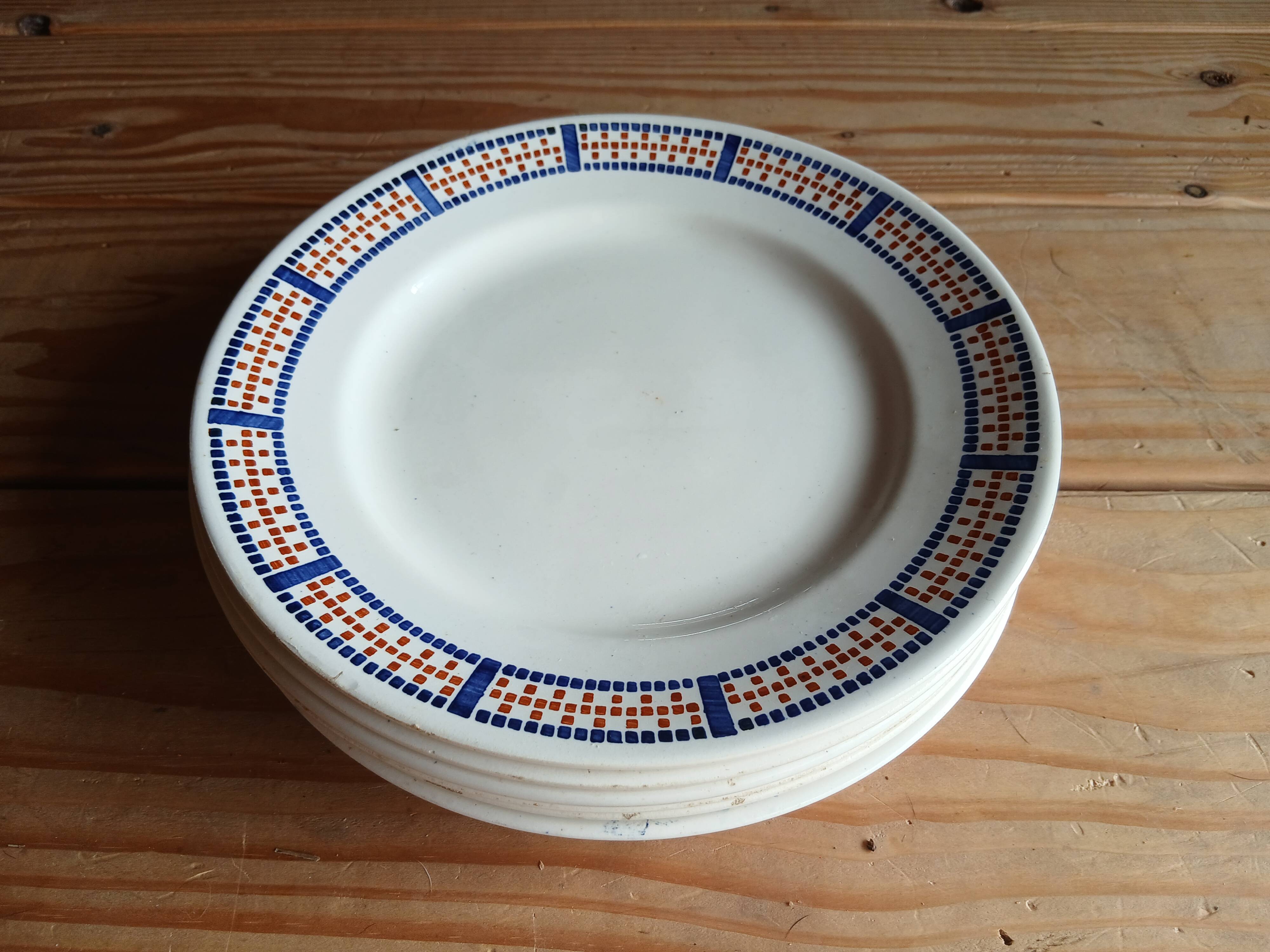 Six antique dinner plates
