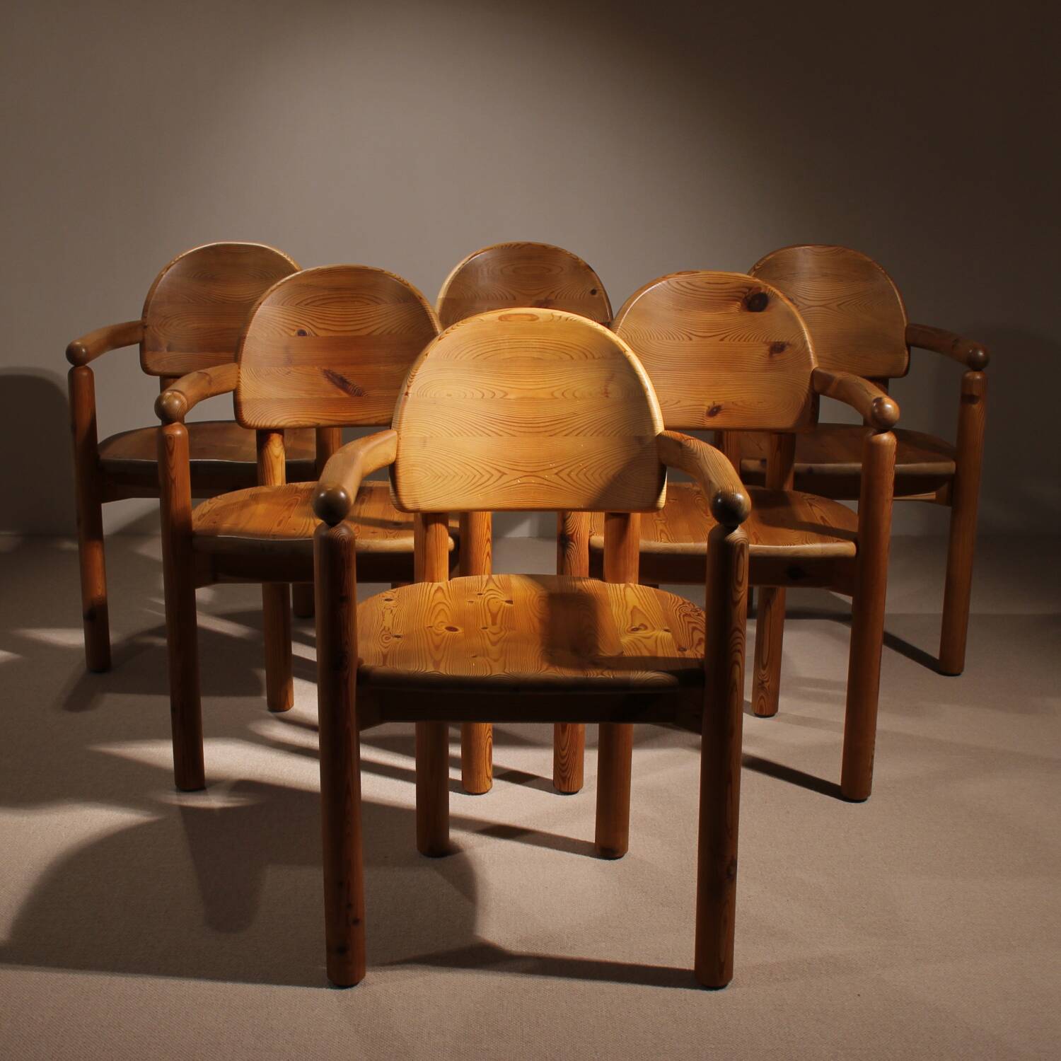 6 fauteuils par Rainer Daumiller en bois de pin, Danemark années 1980