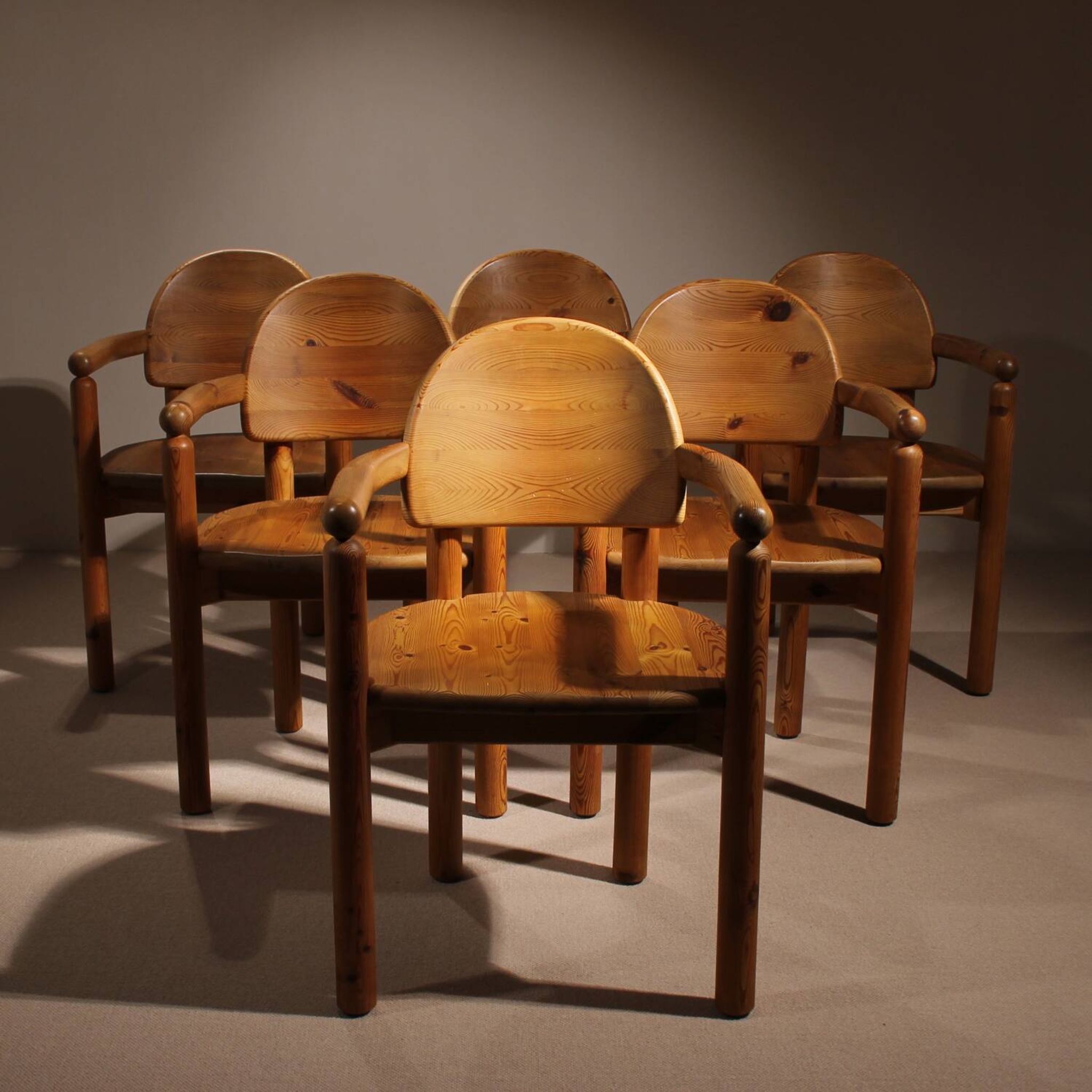 6 fauteuils par Rainer Daumiller en bois de pin, Danemark années 1980