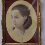 Lucien-Victor Guirand de Scevola (1871-1950) Portrait of a Young Woman, 1928 pastel, oval