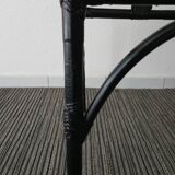 Side table in rattan bamboo and glass 70s