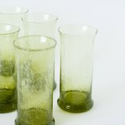 Service à orangeade en verre bullé de Biot, Long Drink, vert, 1960
