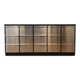 Meuble architecte acier inox chene et stratfie noir