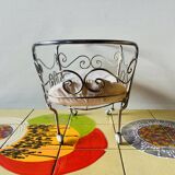 Metal doll's bed on vintage casters