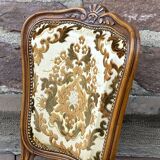 Set of 6 vintage Louis XV style French chairs, velvet upholstered, 1950s