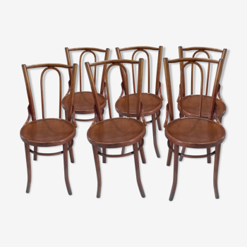 Suite of 6 chairs of Vintage Bistrot 1960s