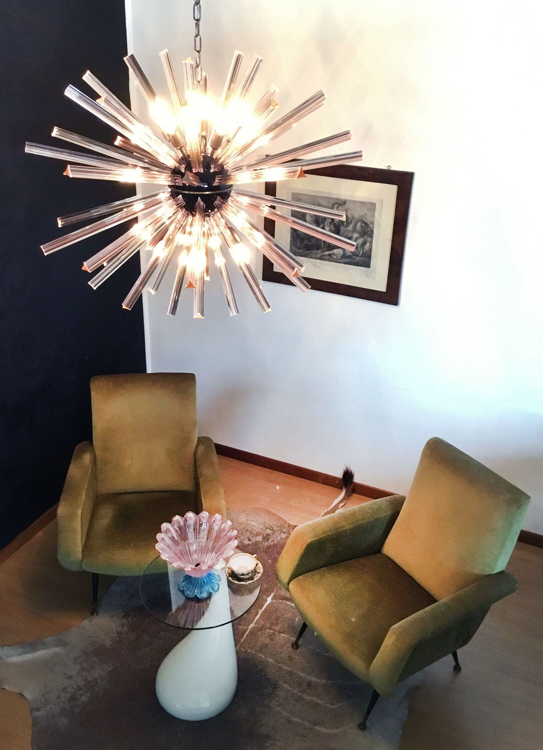 large vintage chandelier "Sputnik" - 50 ROSES prisms