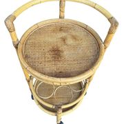 1960s rattan bottle holder rolling table