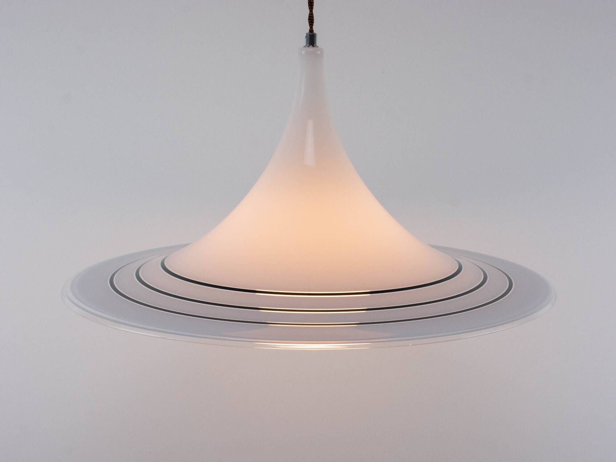 Vintage Black And White Meblo "Albatros" Trumpet Pendant Lamp
