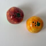 Salière et poivrière en barbotine