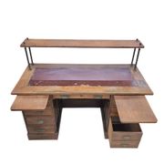Victorian oak desk / Bin or drawer cup pull by P. & F. Corbin / 1895