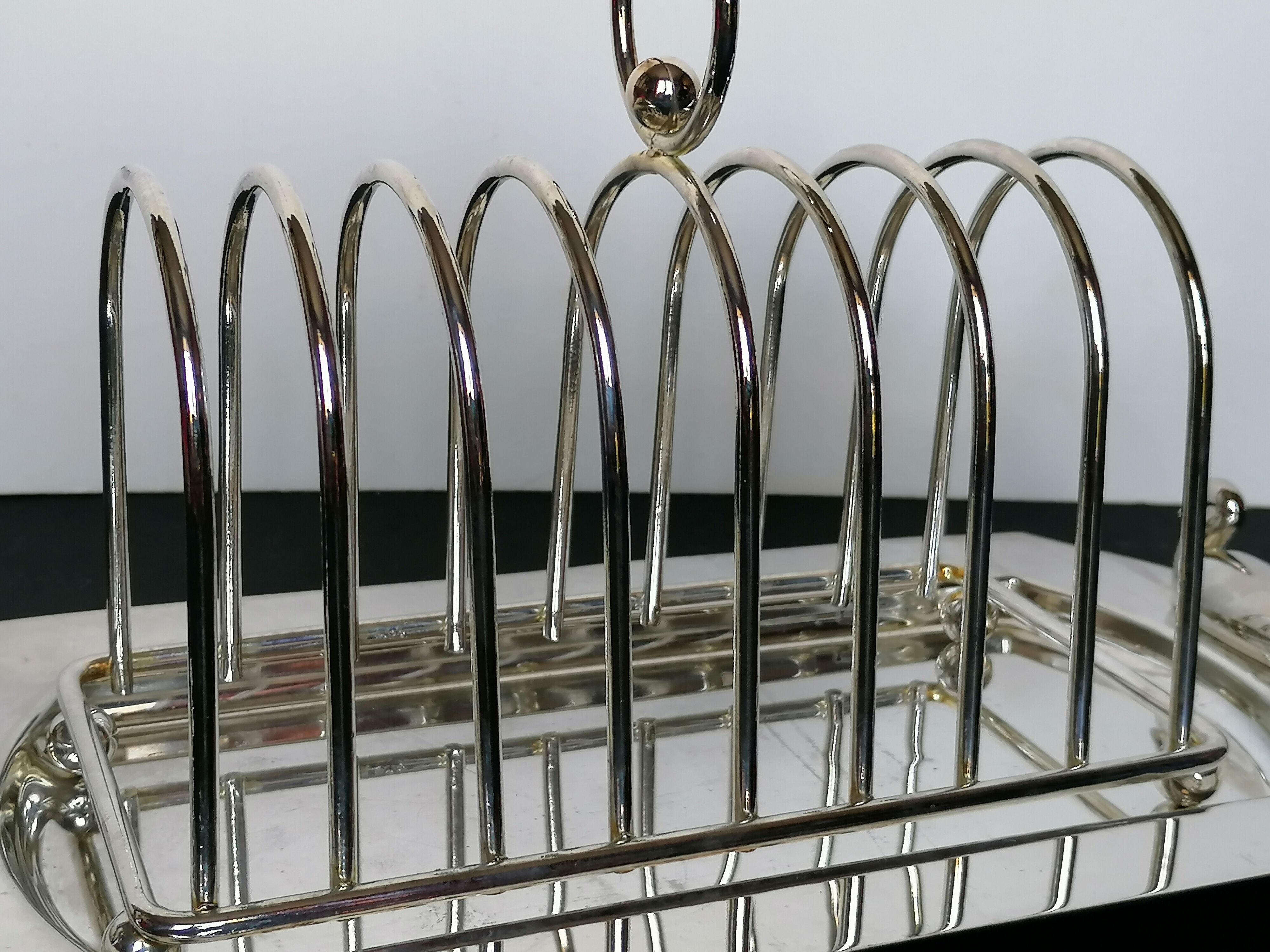 Foie gras serving tray and silver metal toast display