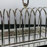 Foie gras serving tray and silver metal toast display