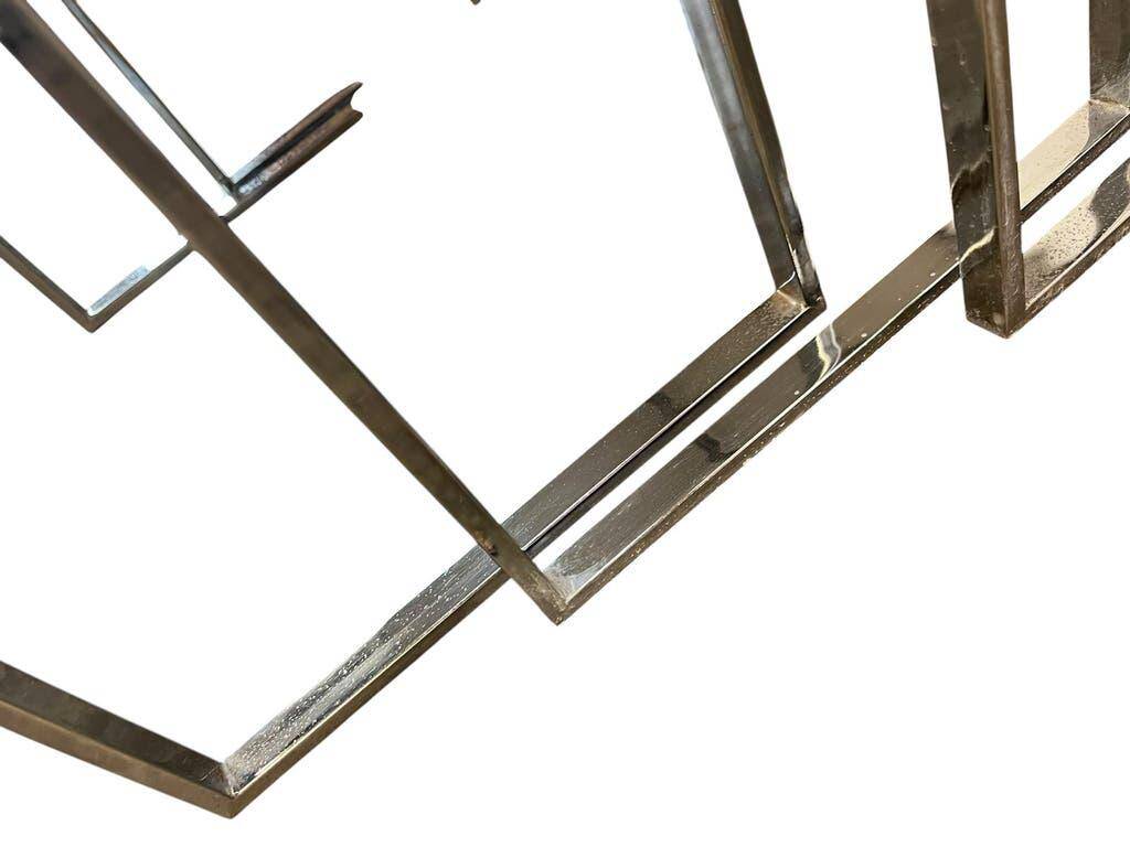 Set of 3 vintage nesting tables / chrome/marble side tables.