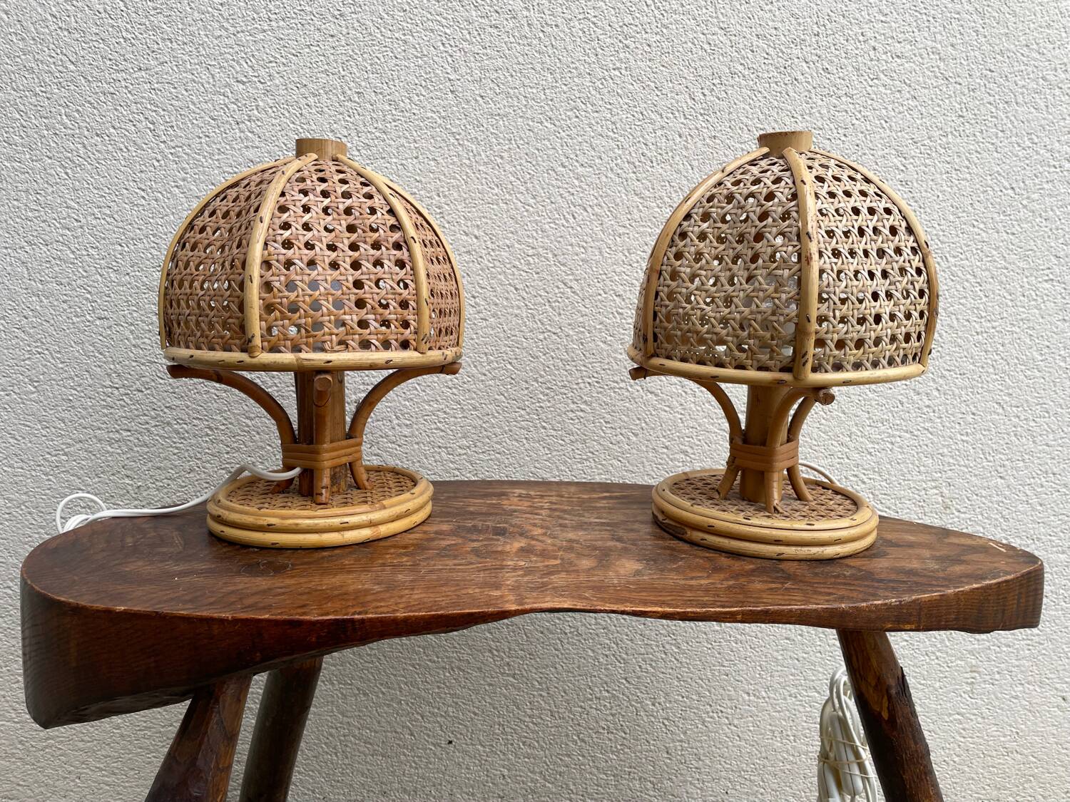 Pair of Italian rattan lamps