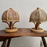 Pair of Italian rattan lamps