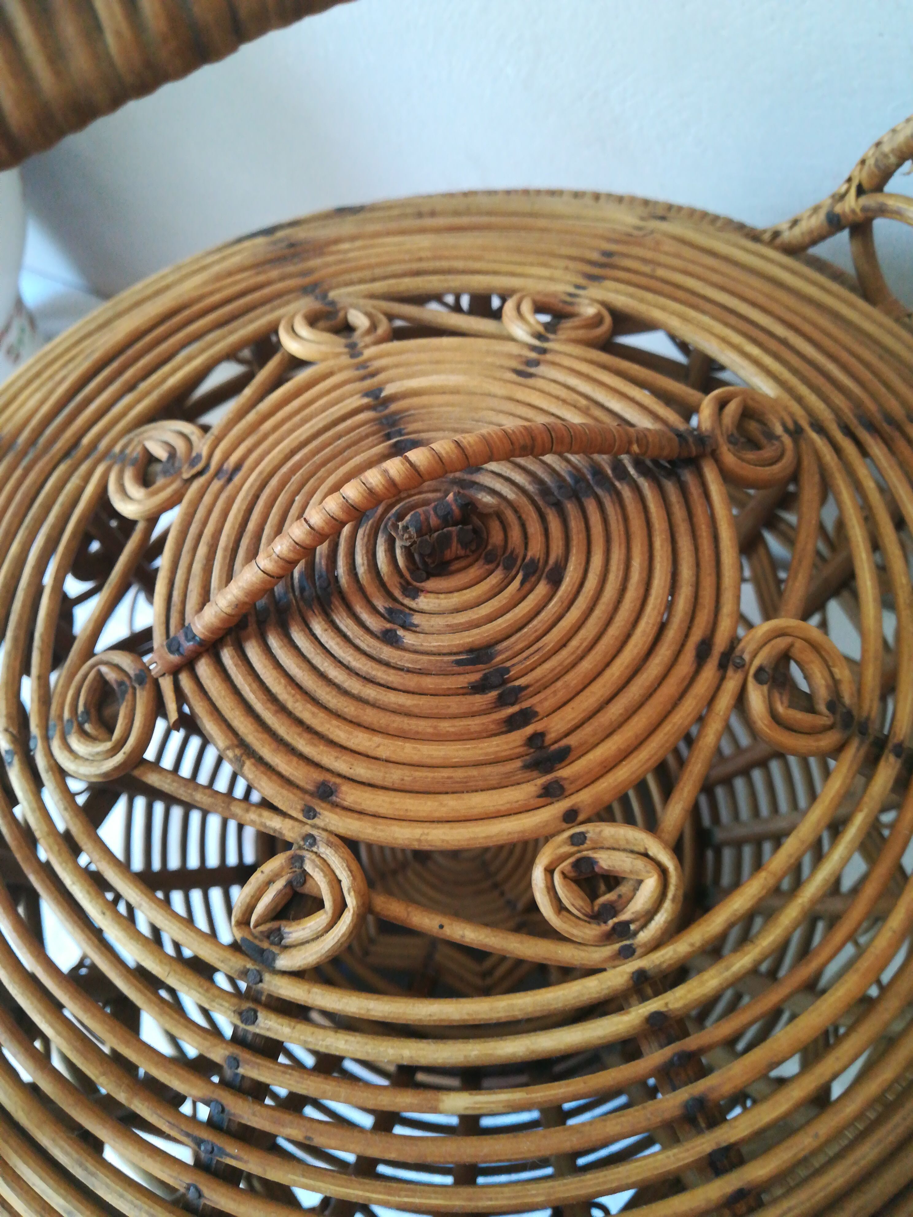 Peacock wicker basket