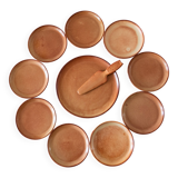 Handmade stoneware service signed Vallauris