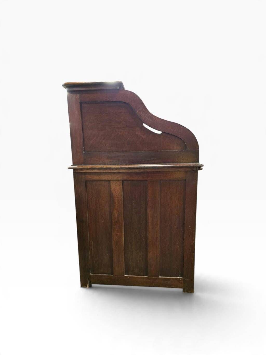 Bureau américain vintage en bois avec volet roulant