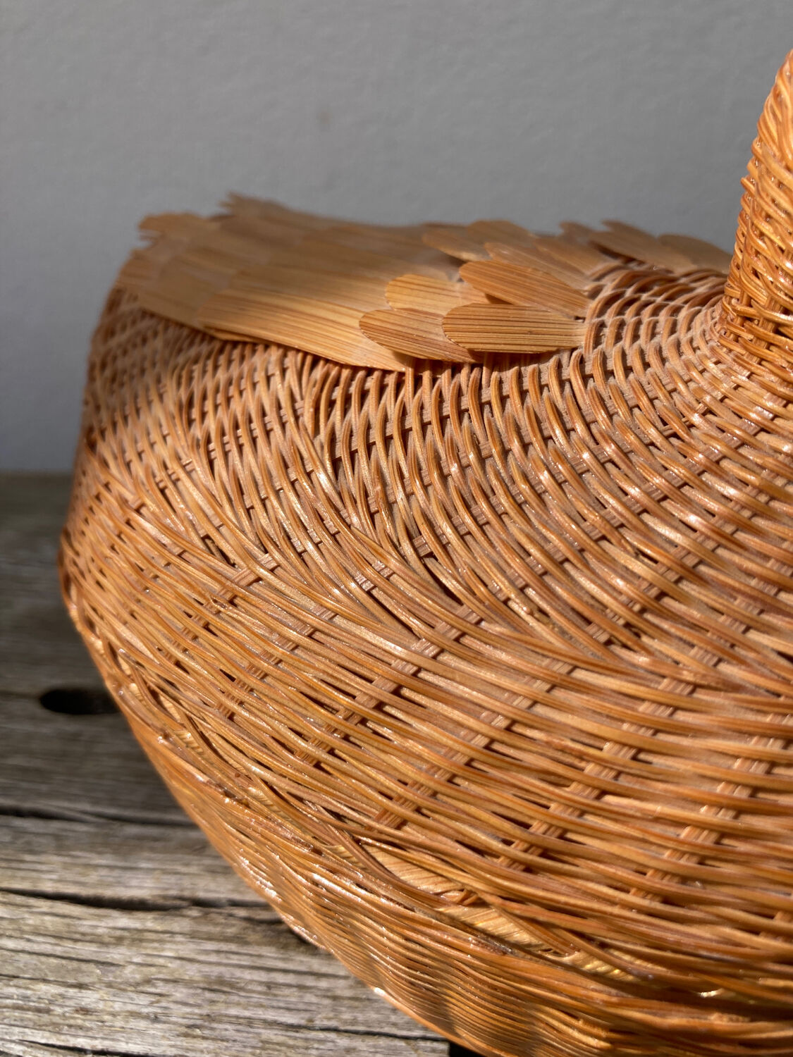 Vintage woven rattan duck box