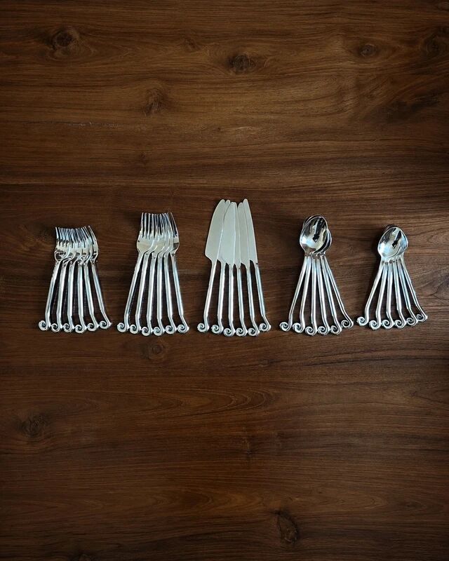 30-piece stainless steel cutlery set - spiral shape, swirls