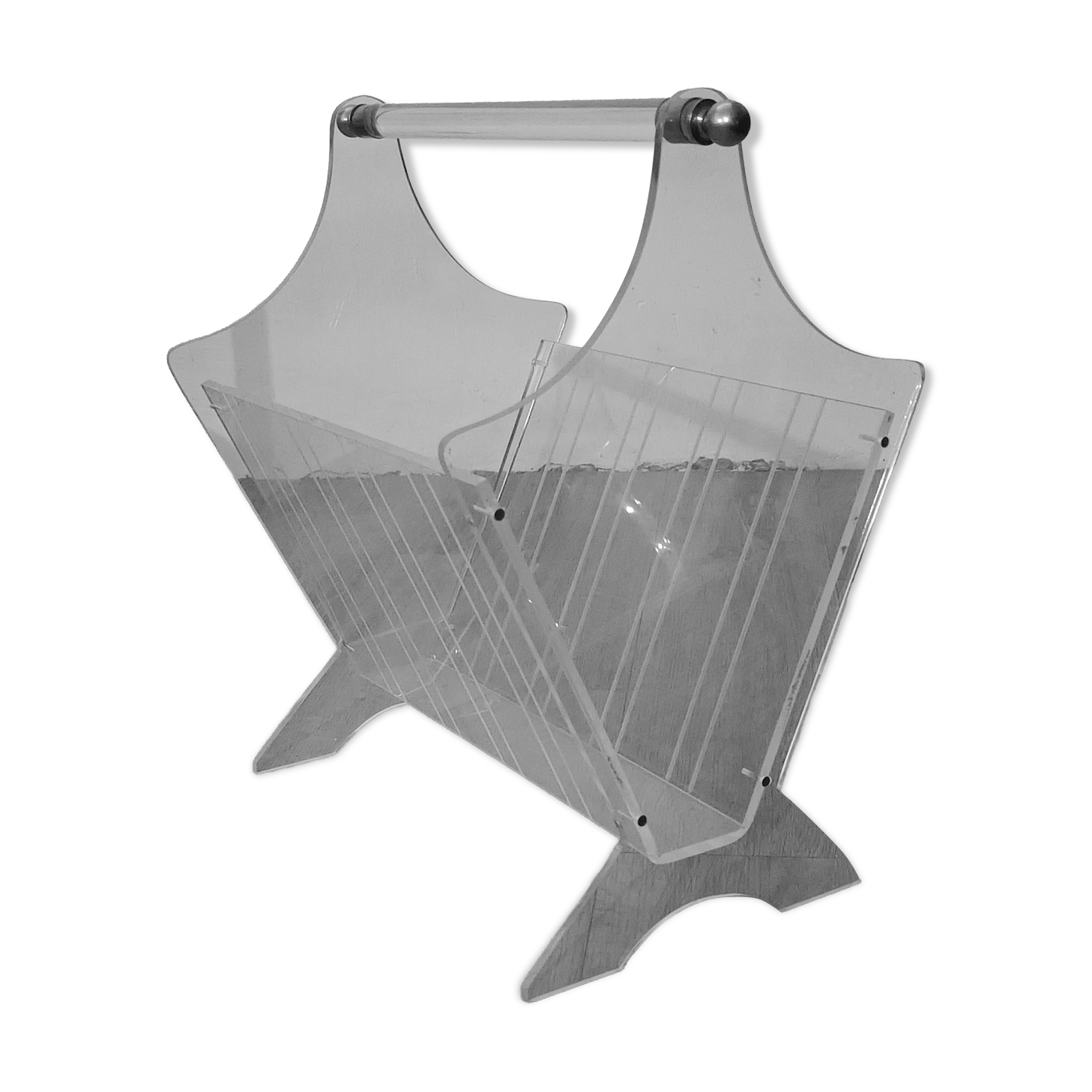Vintage plexiglass magazine rack France 1980s