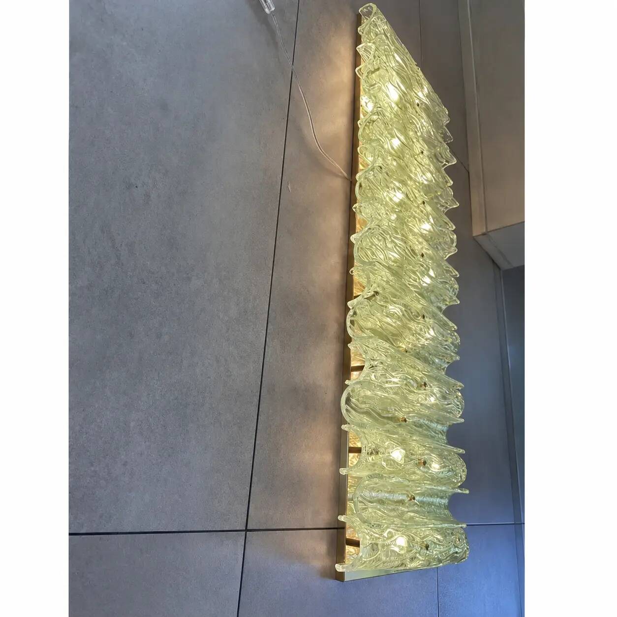 Green Italian Luxury Brass Wall Sconce Murano Glass or Flush Mount