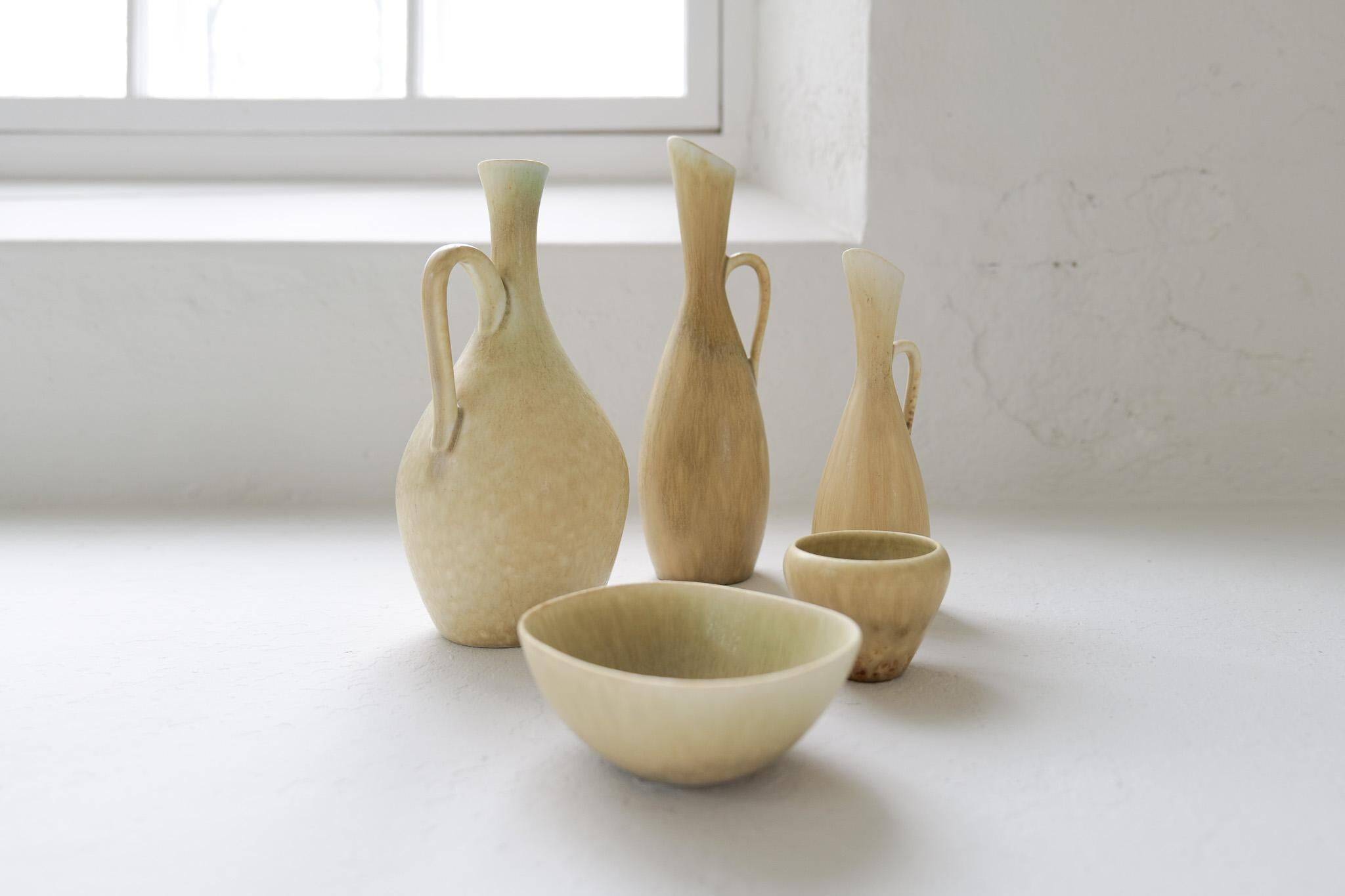 Group of 5 Mid-Century Modern Vases Rörstrand Sweden 1950