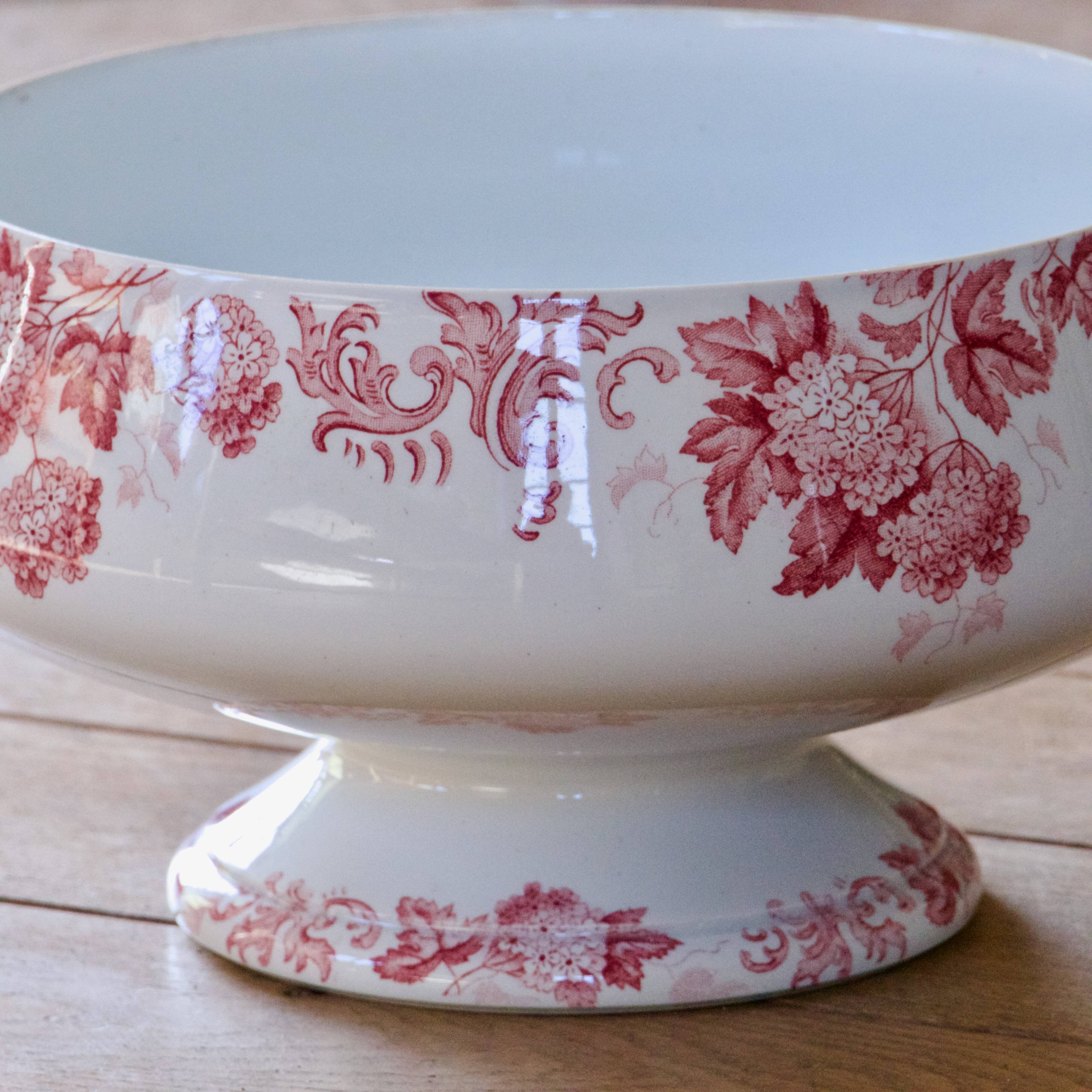 Grande coupe / saladier ancien terre de fer signé St Amand Boule de neige