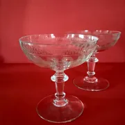 2 crystal champagne coupes from the 1890s/1910s