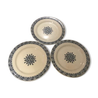 Set of 3 flat plates terre de fer salins