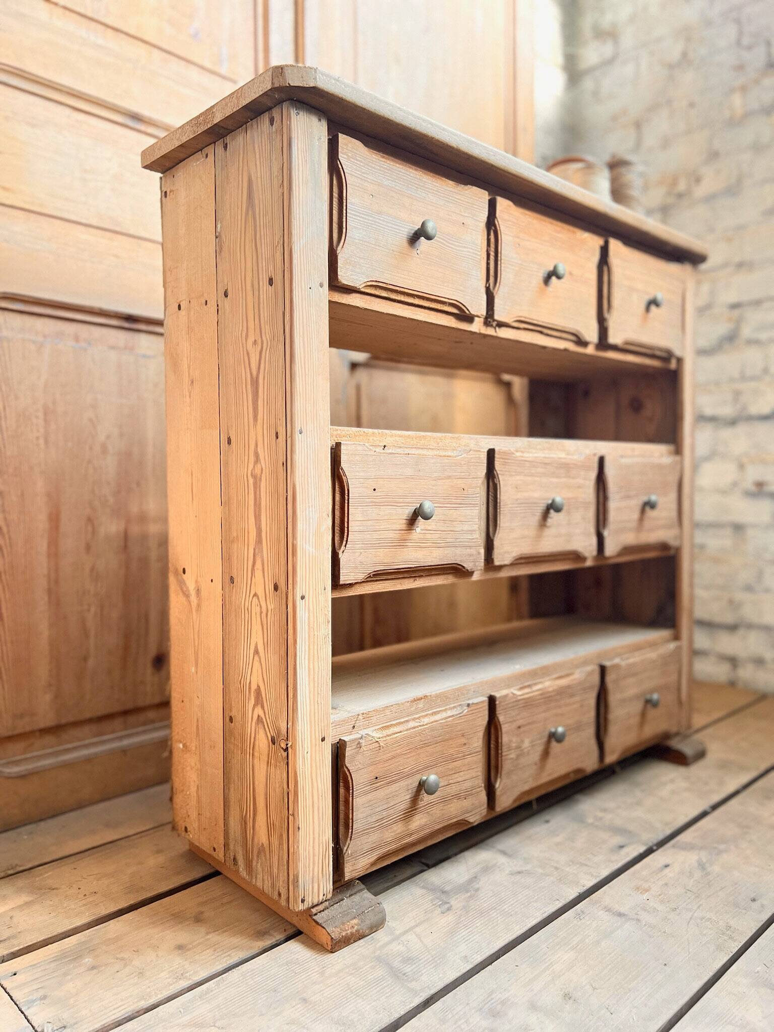 Old workshop furniture with 9 drawers