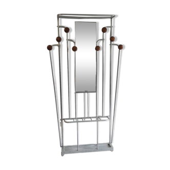 Art-Deco style wall-mounted coat rack in metal - mid. 20th century